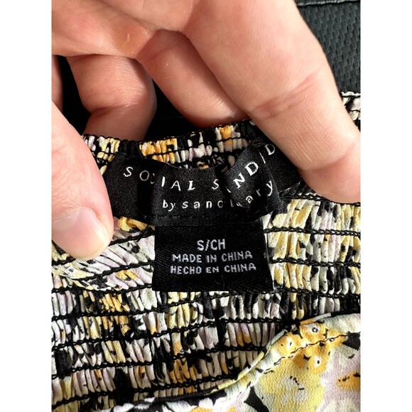 Social Standard by Sanctuary Black Daisy Print Maxi Long Tiered Dress size Small - Picture 5 of 9